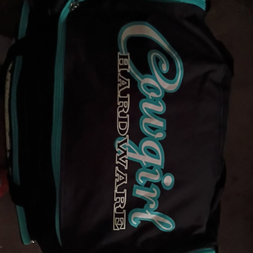Black and Teal Women's Large Rolling  Dufflebag